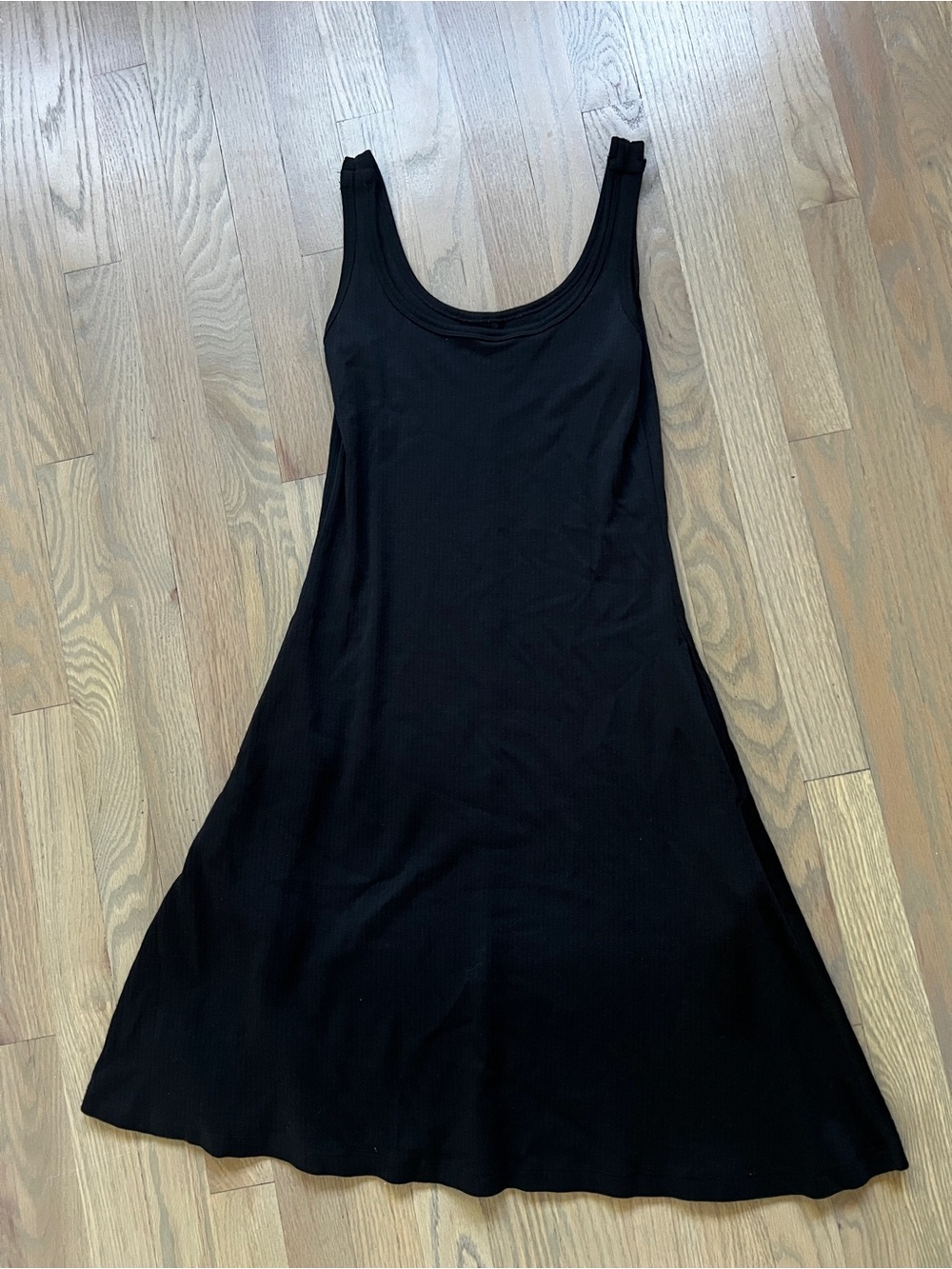 Wool& Wooland Coco Ribbed Black Merino Wool fit and flare Dress Size S